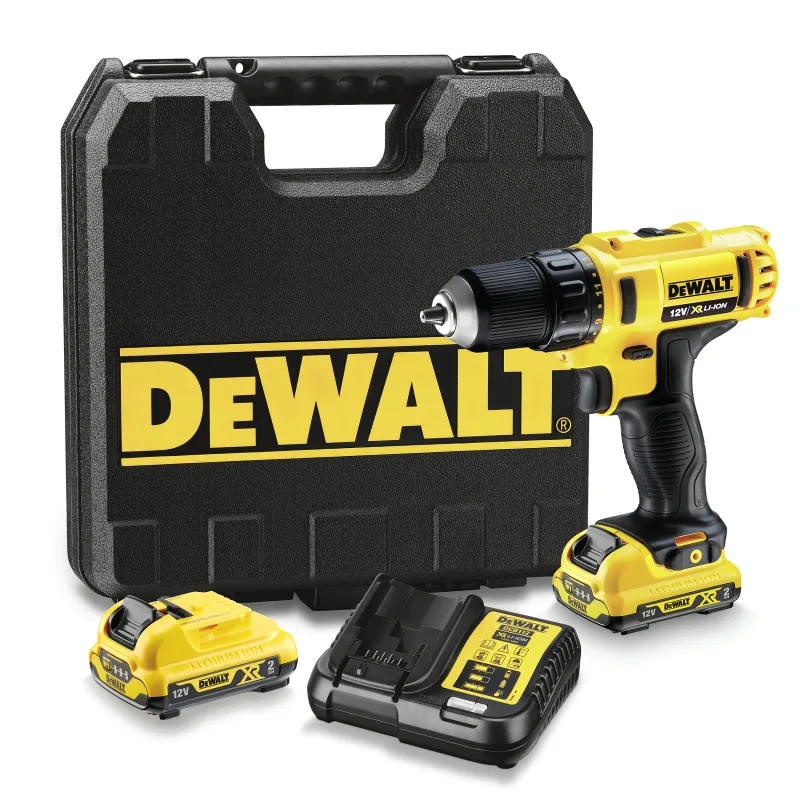 Taladro a batería dewalt 12v - 2 baterias - incluye 2 baterías 10,8 xr li-ion 2,0ah, cargador multi-voltaje y maletín - dcd710d2-qw