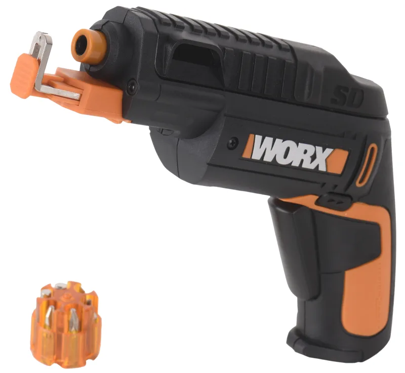 Atornillador a bateria worx 4v - 1 bateria - 1 cargador 3-5 horas - 1 tambor porta-puntas - 5 puntas de atornillar 25 mm - 1 punta de pre-atornillado - 1 porta-tornillos - wx255