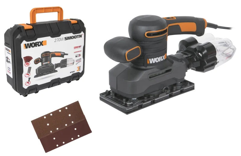Lijadora órbital ciclónica worx wt626 270w + 9 lijas y maletín