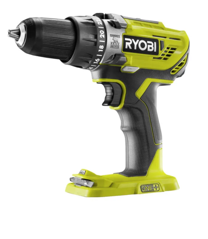 Taladro percutor a batería ryobi 18v - sin batería - punta de atornillar doble - r18pd3-0