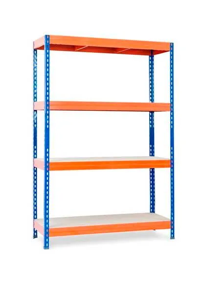 Estantería metálica 200x150x60cm azul naranja 4 baldas 430kg