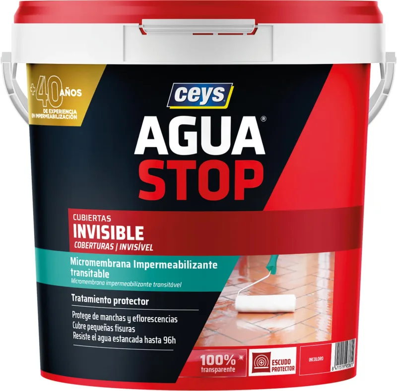 Pintura impermeabilizante aguastop transparente para suelos multimaterial 4l. poliuretano. para impermeabilizar.