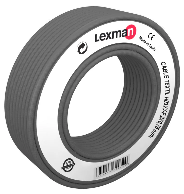 Manguera textil lexman h03vv-f gris 2x0,75 mm² 3 m