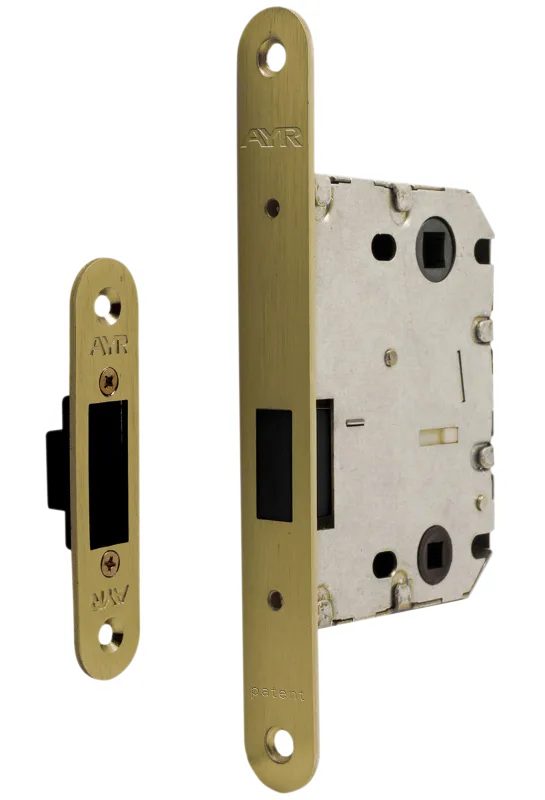 Picaporte magnético ovalado latonado de 70 mm de entrada