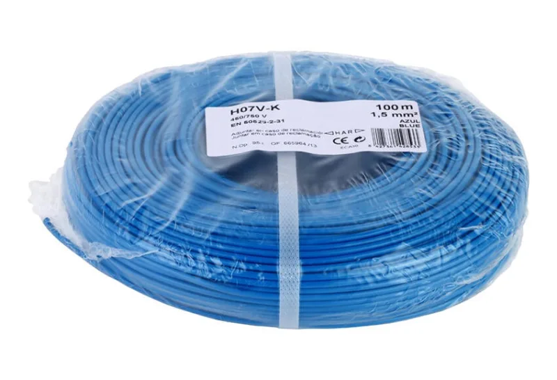 Cable lexman h07v-k 100 metros 1,5 mm² color azul