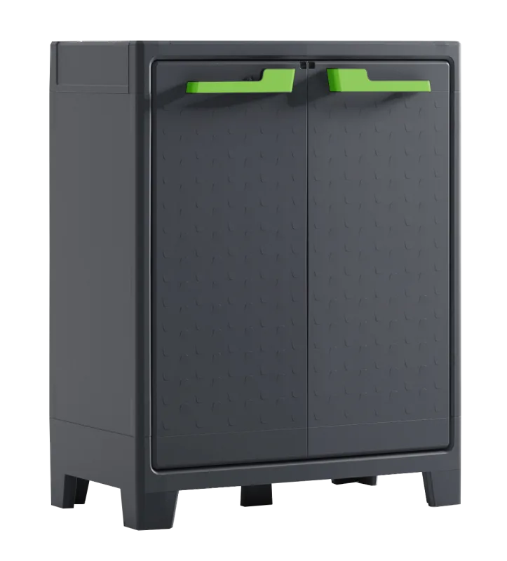 Armario bajo de resina moby 80x100x44 cm color negro 2 puertas