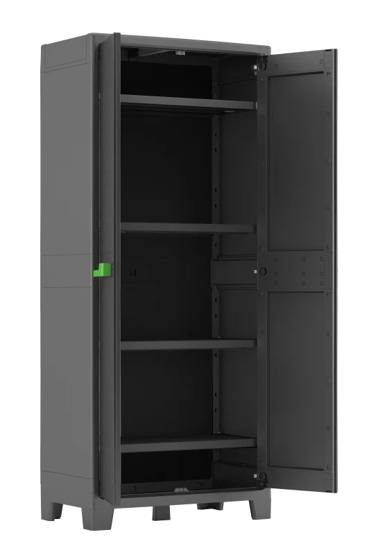 Armario alto baldas de resina moby 80x182x44 cm color negro 2 puertas