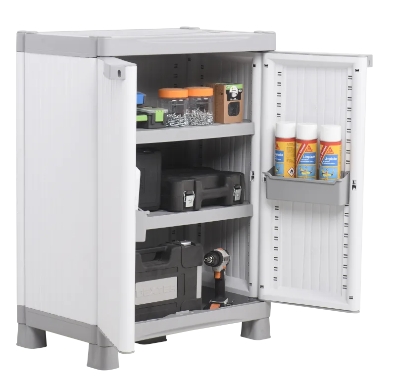 Armario bajo de resina wave 70x98x44 cm color gris 2 puertas