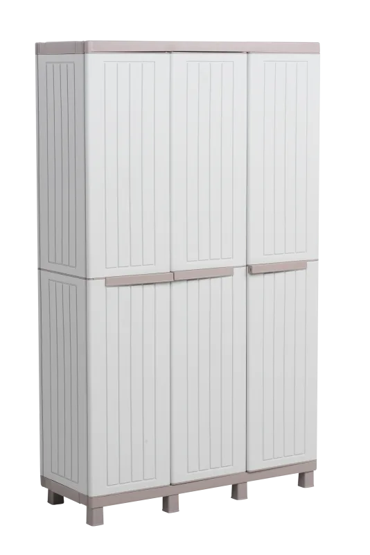 Armario escobero de resina wood 102x170x39 cm color gris 3 puertas