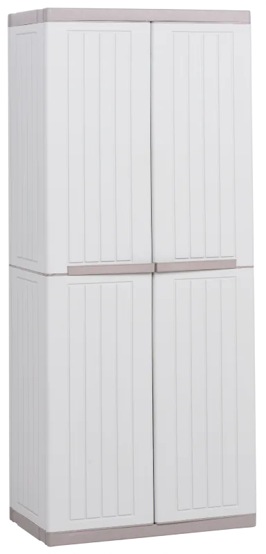 Armario alto baldas de resina wood 68x170x39 cm color gris claro 2 puertas