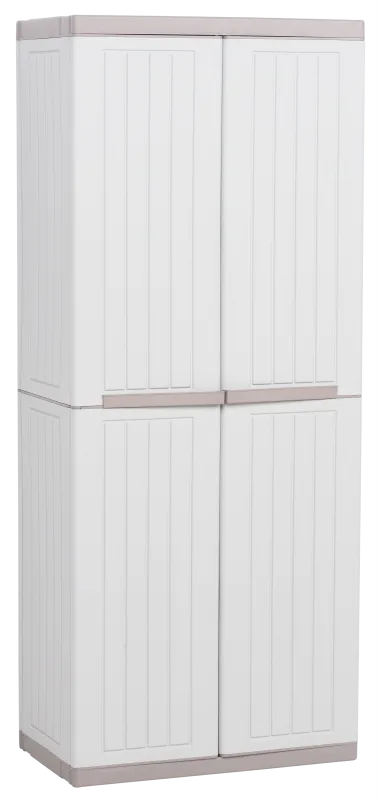 Armario escobero de resina wood 68x170x39 cm color gris y beige 2 puertas