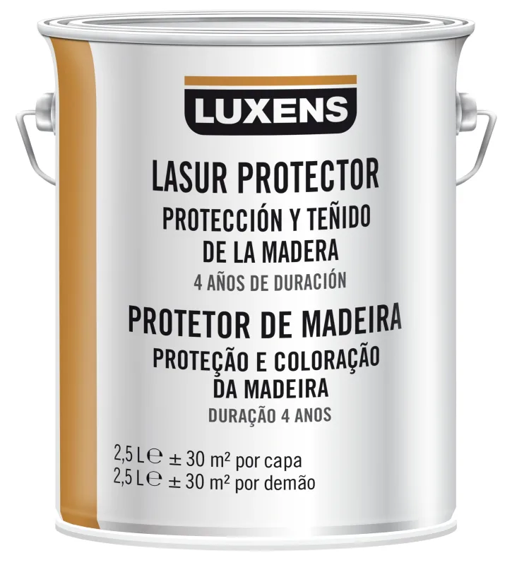 Protector madera exterior color roble oscuro para caseta de jardín, ventana, puerta, persiana, valla, cancela luxens satinado 2.5l base agua