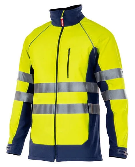 Cazadora soft shell bicolor av velilla - azul marino/amarillo flúor - m