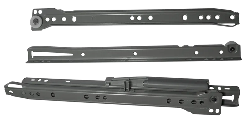 Guía para cajón con rodillos 35 cm, fijación inferior, carga 20 kg , gris