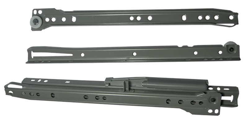 Guía para cajón con rodillos 50 cm, fijación inferior, carga 20 kg , gris