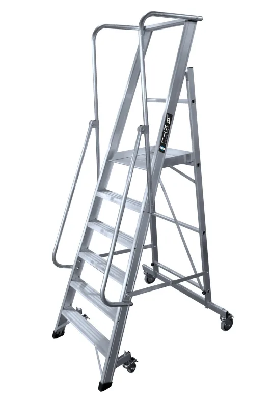 Escalera ktl 2xl-s móbil con plataforma plegable 6 escalones