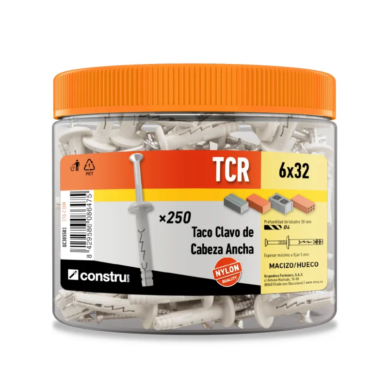 Caja de tacos para cartón yeso de nailon de 6x32 mm