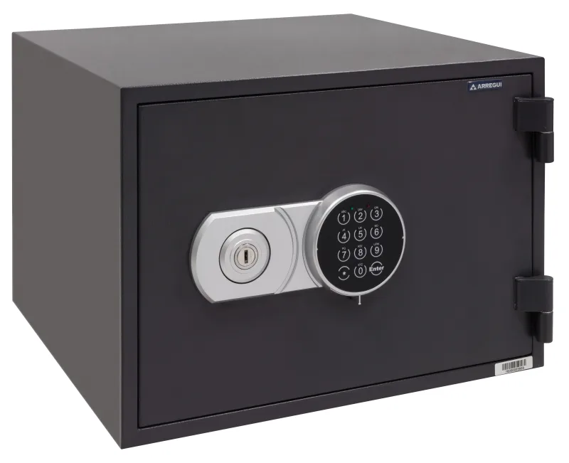 Caja fuerte ignífuga certificada arregui 41220 con código y llave, 32x45x43 cm
