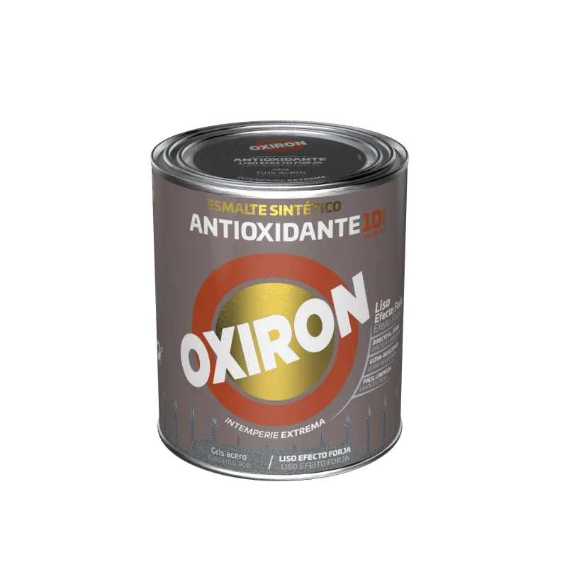 Pintura exterior color gris para hierro, reja, ventana, valla titan satinado 4l al disolvente aplicación directa sobre el óxido