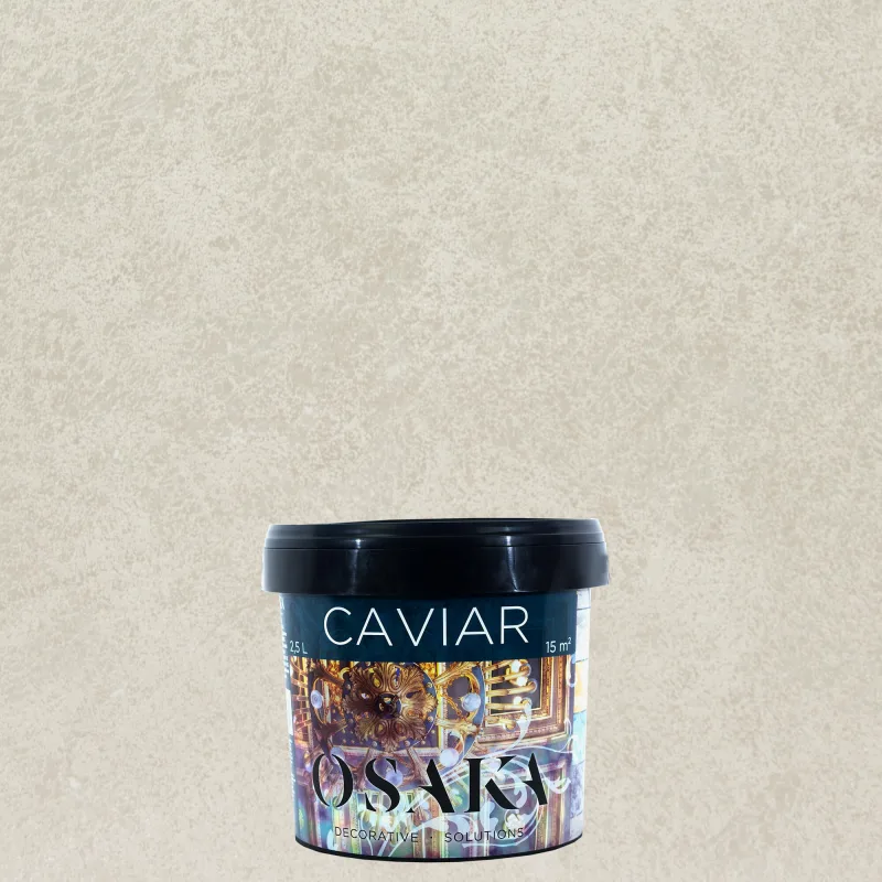 Pintura decorativa con efectos 2 en 1: enlucido y pintura con efecto caviar osaka color blanco 2.5 litros