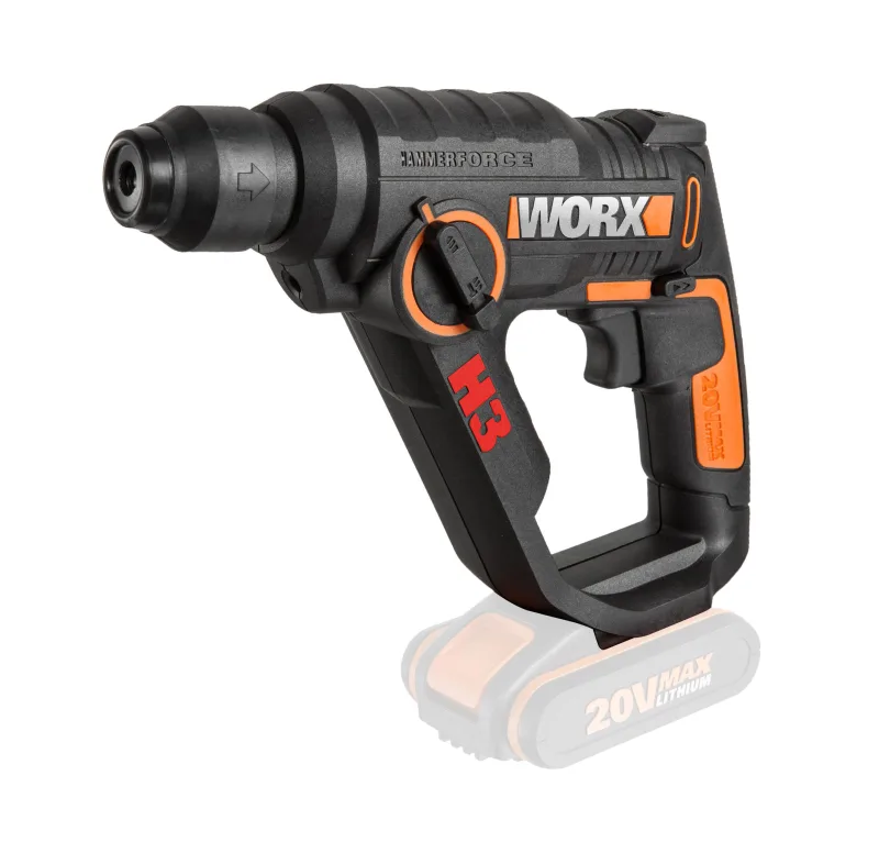 Worx martillo a batería sds+ h3 de 20v 1,2j sin batería ni cargador wx390.9