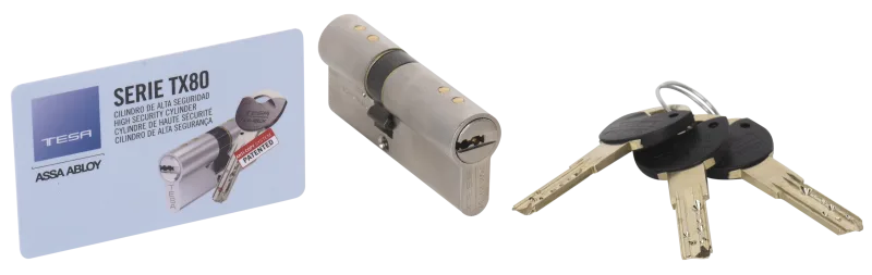 Cilindro perfil europeo tesa tx80 de 35 + 35 mm leva 13.5 niquelado