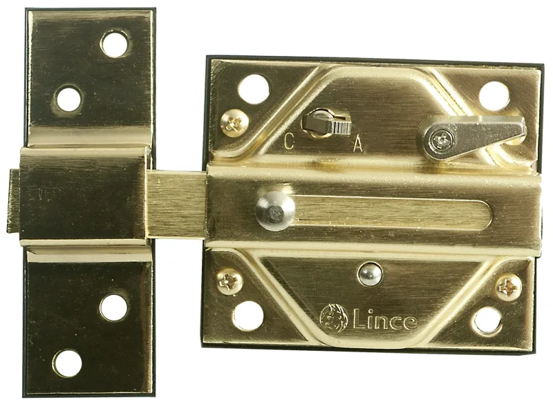 Cerrojo de seguridad lince 7930rhl latonado 50 mm