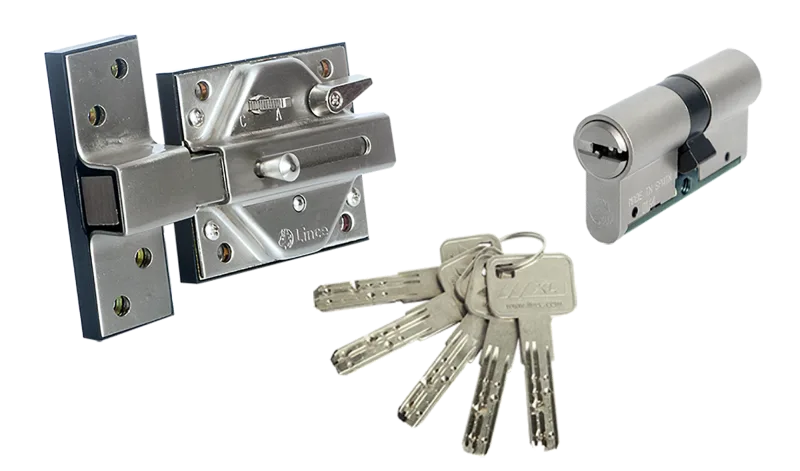 Pack cerrojo de seguridad lince 7930r + bombín serie c6 cromado
