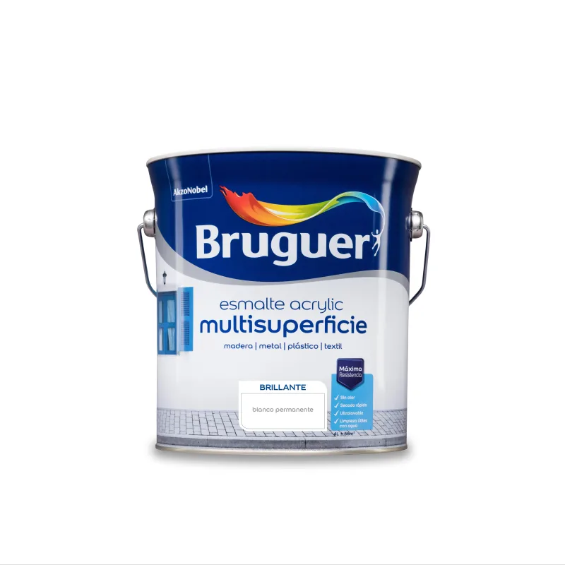 Esmalte de interior acrylic bruguer color blanco brillante 4l para puertas, ventanas y muebles