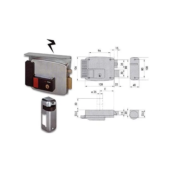 Cerradura eléctrica para cilindro de apertura interior con tapa de protección y pulsador cisa art. 11731 - mano derecha - entrada 50 mm -