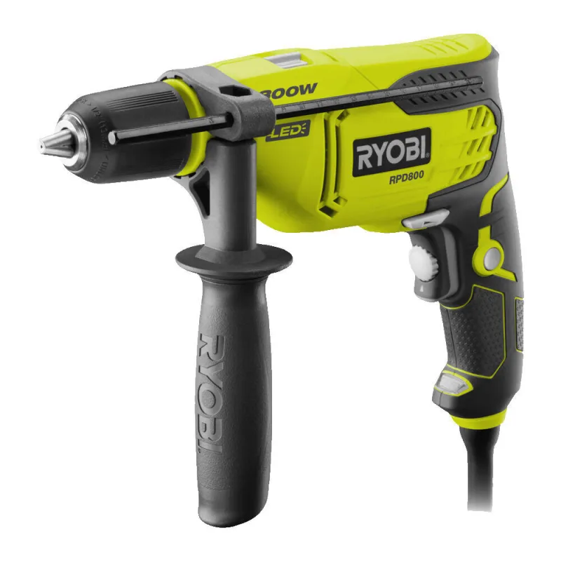Taladro percutor ryobi 800w con tope de profundidad - rpd800-k