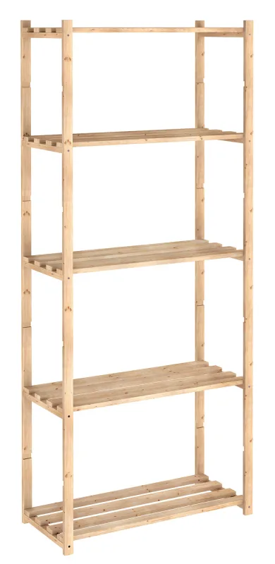 Estantería alistonada pino natura 5 baldas 171x65x30cm 200 kg