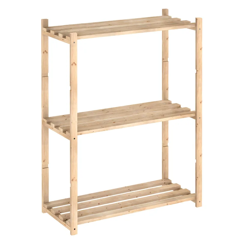 Estantería alistonada pino natura 3 baldas 88x30x65cm 120kg