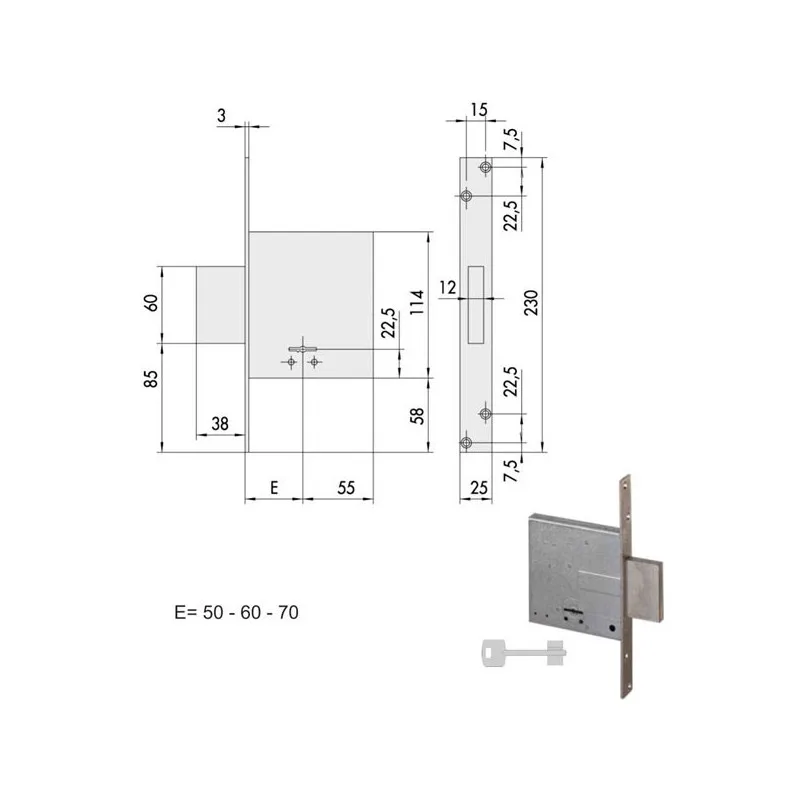 Cisa cerradura 57010.50.0 embutir gorja paleton