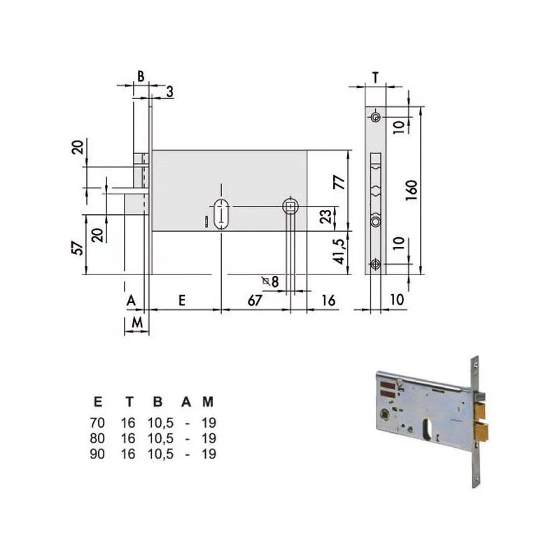 Inserto de cerradura eléctrica en aluminio 14460-80-0 cisa