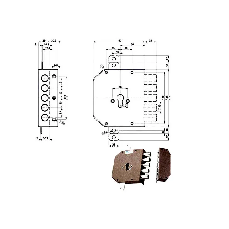 Cerradura de seguridad triple izquierda 38620 mottura