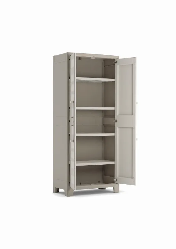 Armario alto baldas de resina gulliver 80x182x44 cm color beige 2 puertas