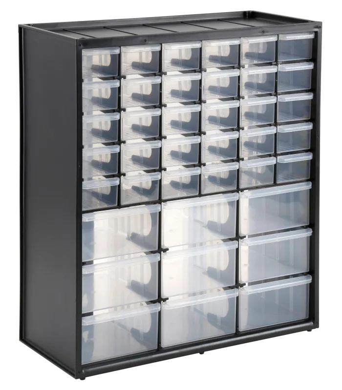 Organizador de tornillos de polipropileno con 39 cajones de 44.5x36.5x16 cm