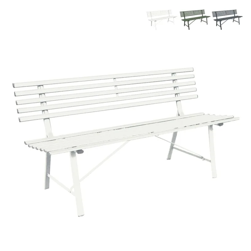 Banco de 3 plazas para jardín y exterior clásico de hierro 150x57x76 cm iven