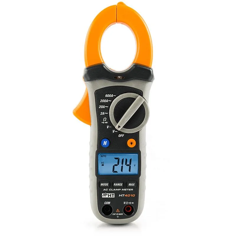 Pinza amperimétrica digital led para mediciones de corriente hasta 600 a catiii, ht4010