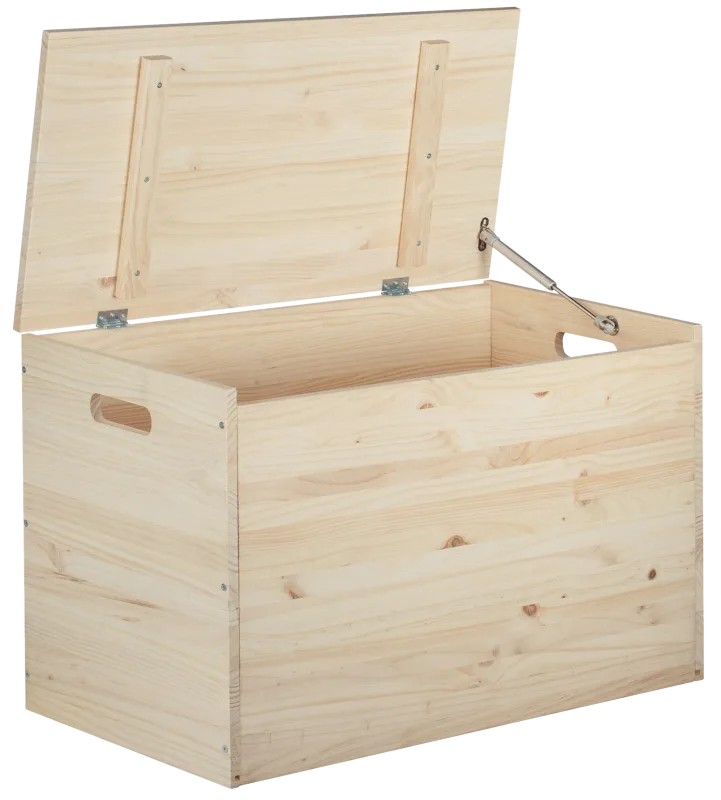 Banco baúl de madera pino para interior astigarraga 80 x 50 x 40 cm y capacidad de 135 l