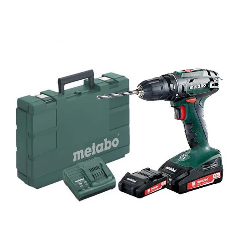 Metabo 602207560 taladro atornillador a bateria 18v 2x 2ah li-ion bs 18 portabrocas d1-10 mm con maletín
