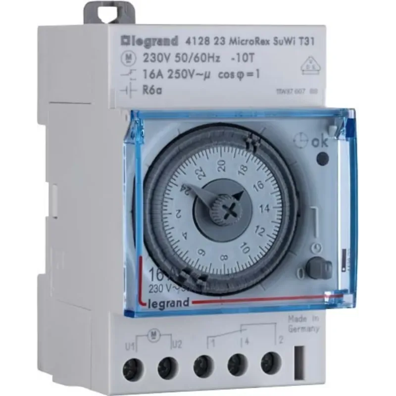 Legrand 412823 interruptor horario analógico programable - automático - diario - 3 mod.