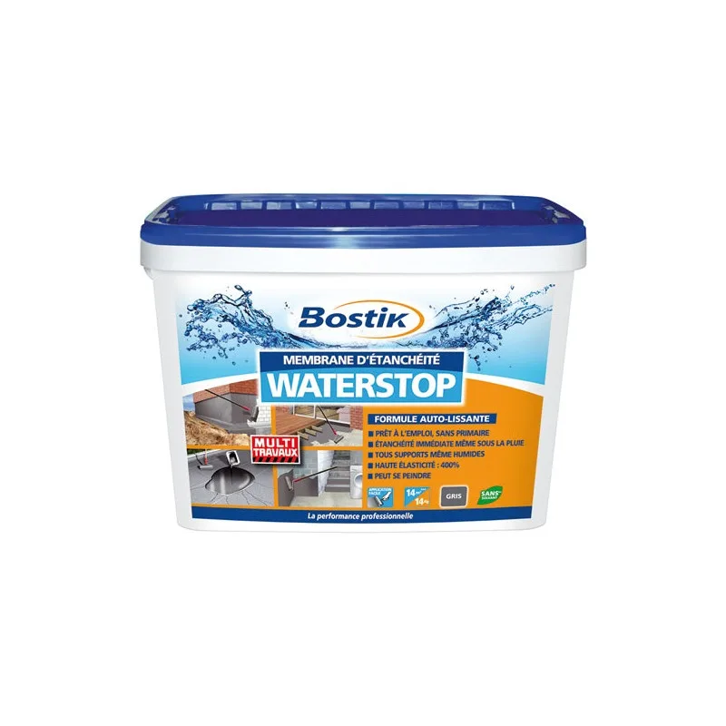 Membrane d'étanchéité waterstop - bostik - direct sans primaire gris - 14 kg - 30605266