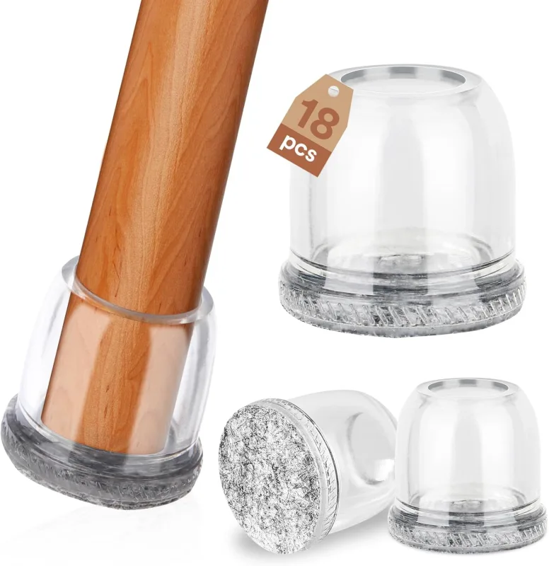 16 piezas de protectores de pata de silla de silicona, protege las patas de la silla, protectores transparentes para patas de sillas con fieltro