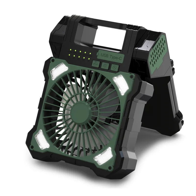 Ventilador f904 de 5 velocidades con paneles solares duales, función antimosquitos, temporizador, luz led con 3 intensidades.