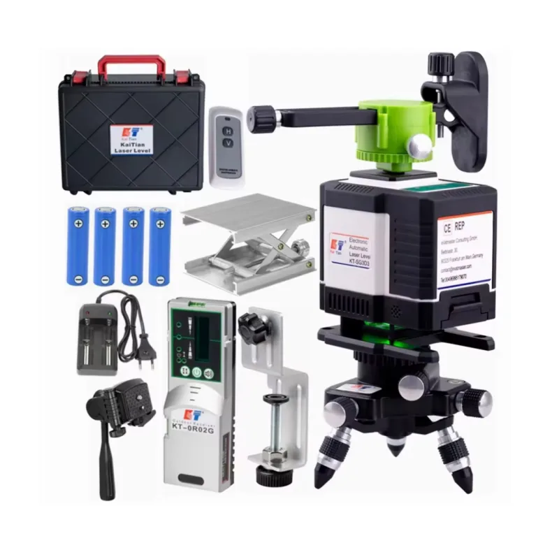 Nivel láser 3d,12 líneas,nivel electrónico de líneas cruzadas horizontales y verticales,herramienta láser autonivelante(4 baterías incluidas)—zaewry