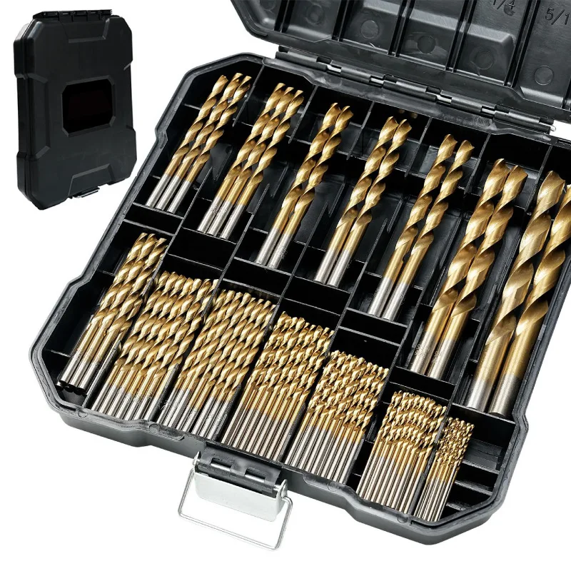 Juego de 230 brocas helicoidales revestidas, broca de doble dorso de 135°, taladro manual para el trabajo de la madera