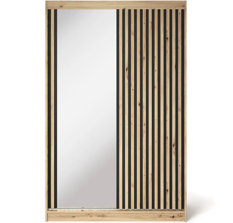 Armario dormitorio adulto meriko 120 cm roble artesanal y espejo