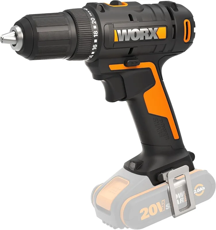 Taladro atornillador worx wx108.9 | 20v | 45 nm | 13 mm | 2 velocidades | sin batería ni cargador